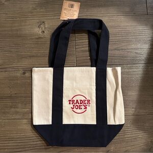 Trader Joe's Canvas Mini Tote Bag in Navy NWT
